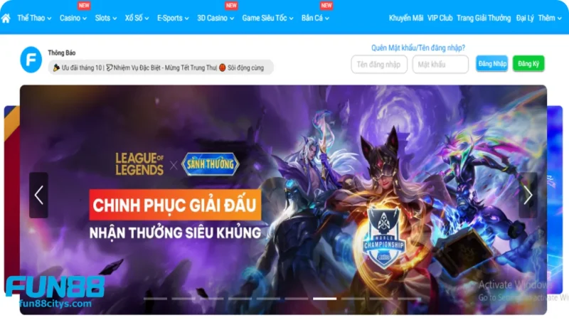 Quy trình đăng nhập Fun88 đơn giản, dễ thực hiện