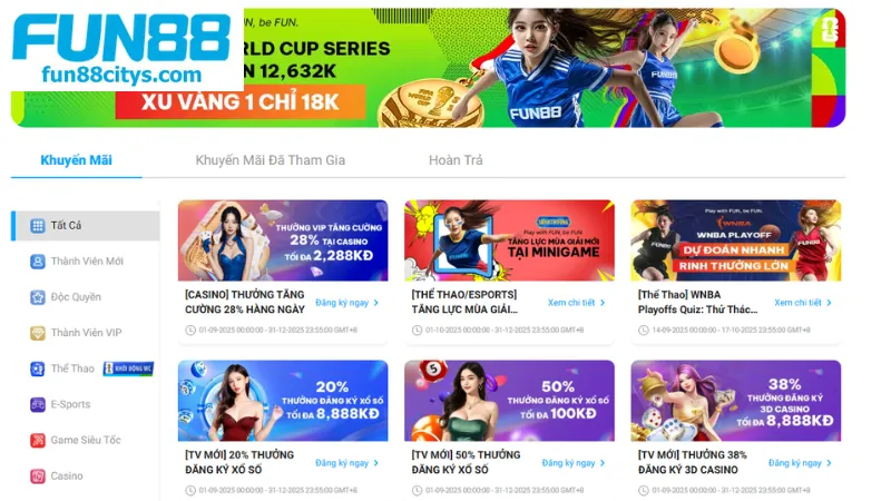 Khuyến mãi siêu hấp dẫn chỉ có tại Fun88